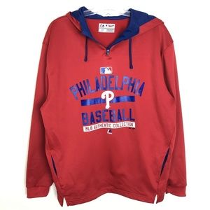 Majestic MLB Authentic Collection Philadelphia 1/4 zip hoodie Size XL
